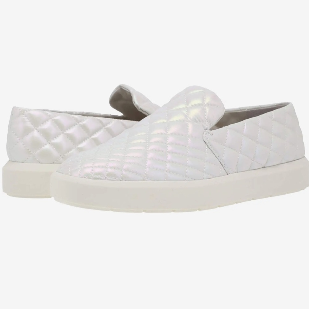 New Franco Sarto Quilted Leather sneakers in metallic pearl- holographic shimmer